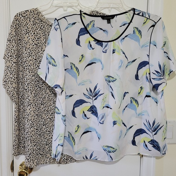 Banana Republic Tops - Banana Republic XL Blouse Lot f 2 Floral Tropical Animal Print Short Sleeve Tops